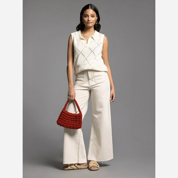 Preppy Cream Polo Sweater Vest Top - Picture 2 of 8